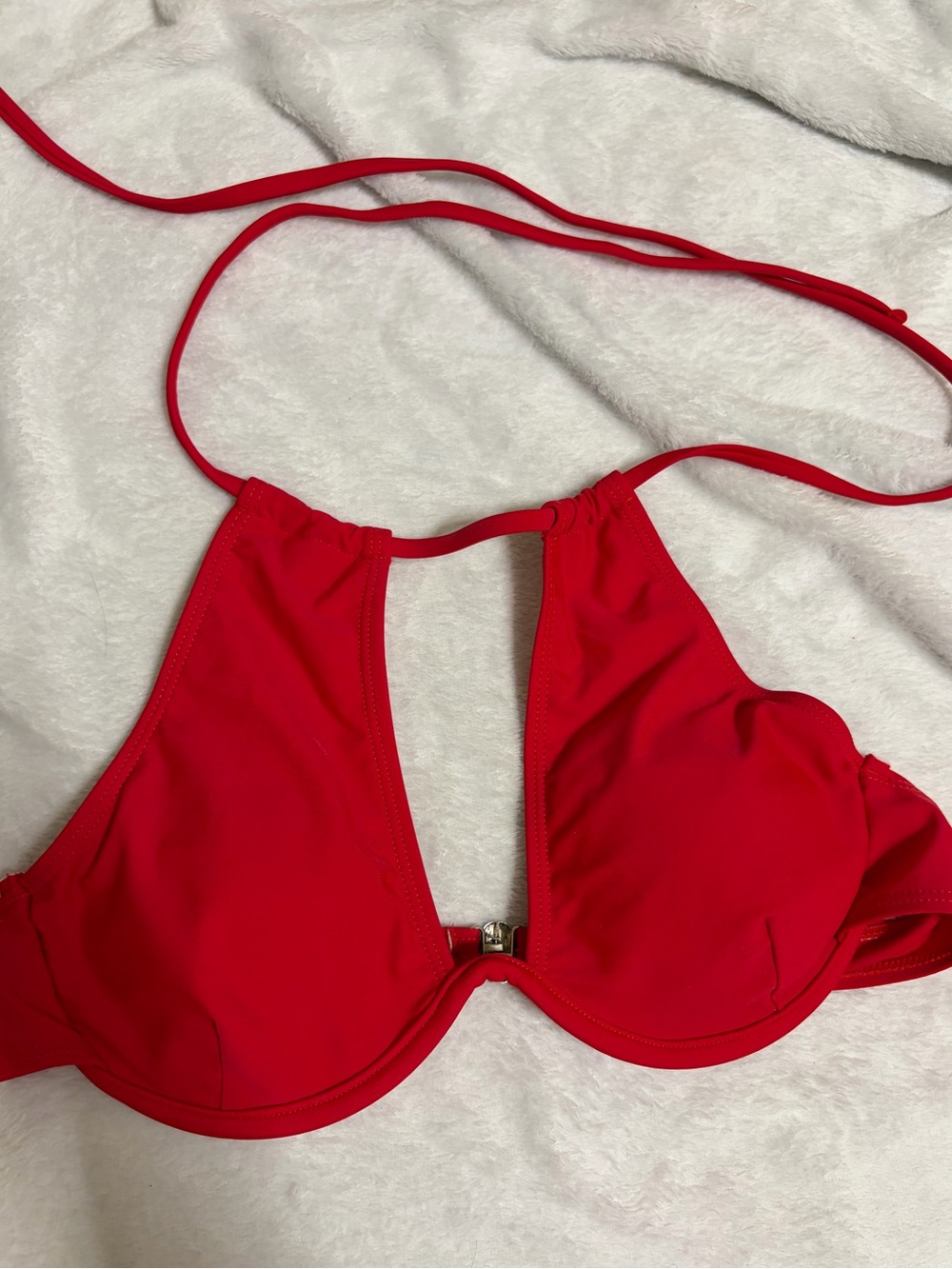 Red Underwire Halter Swim Top - Women Swim